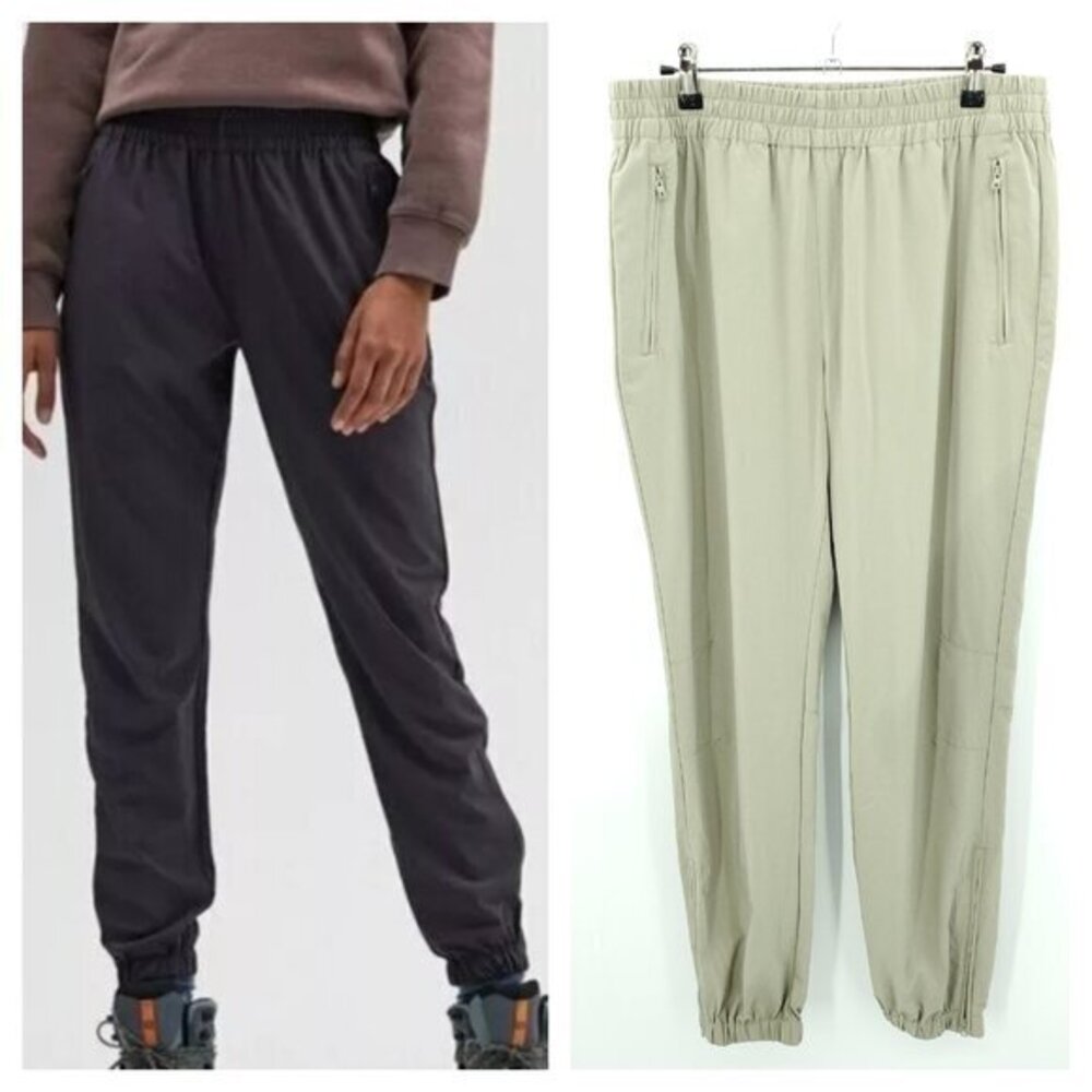 TNA Riley Lightweight Zippered Track Pants/Joggers L Khaki/Tan